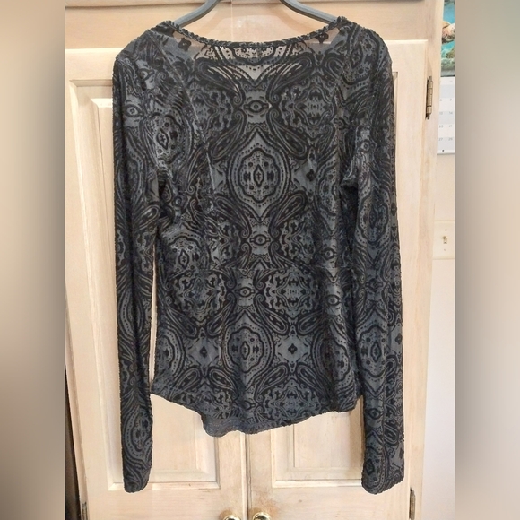 Free People Velvet Burnout Studded City Lights Top Size Small - Picture 2 of 5